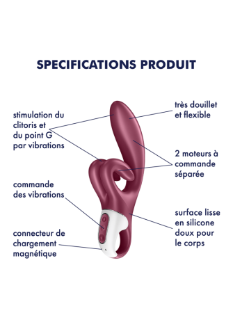Vibromasseur rabbit point G rouge double stimulation clitoridienne Touch Me Satisfyer - CC597811SA